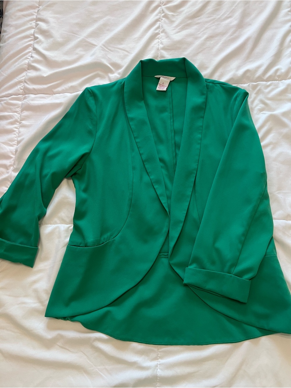 Candie's Emerald Green Open-Front Draped Blazer